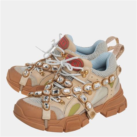 gucci beige crystal flashtrek sneakers|Gucci flashtrek sneakers cheap.